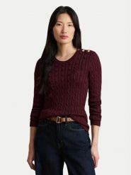 LAUREN RALPH LAUREN Sweter 200P14039503 Bordowy Regular Fit. Czerwone swetry nierozpinane damskie Lauren Ralph Lauren, s, bez wzorów, z bawełny, bez kołnierzyka, bez ramiączek. Za 859.99 zł.