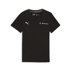 Młodzieżowa koszulka BMW M Motorsport ESS+ z logo PUMA. Czarna bluzki damskie Puma, m, bez wzorów, młodzieżowe, bez kołnierzyka, bez ramiączek. W wyprzedaży za 84.00 zł.