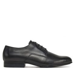 Półbuty Calvin Klein. Czarne buty wizytowe męskie Calvin Klein, bez wzorów, bez obcasa, bez zapięcia. Za 449.99 zł.
