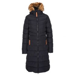Ocieplana Kurtka Damska Audrey. Czarne kurtki sportowe damskie Trespass, na zimę, xs, bez wzorów, z futra, bez ramiączek, z kapturem, trekkingowe. Za 391.99 zł.
