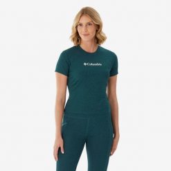 Koszulka turystyczna damska Columbia Zero Move SS Tee Everblue. Bluzki damskie Columbia, m, bez wzorów, z materiału, sportowe, bez kołnierzyka, bez ramiączek. Za 129.99 zł.