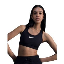 Biustonosz sportowy Nike średnie wsparcie. Czarne bielizna sportowa damska Nike, s, bez wzorów, z materiału, dri-fit (nike). Za 146.99 zł.