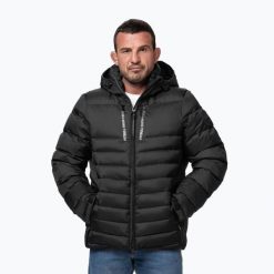 Kurtka zimowa męska Pitbull Crestline Padded Hooded. Czarne kurtki męskie PITBULL, na zimę, m, bez wzorów, z materiału, bez kaptura. Za 489.99 zł.
