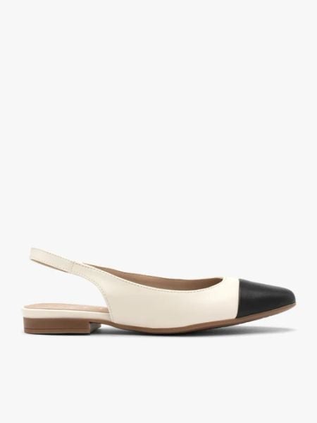 Kremowo czarne baleriny typu slingback. Brązowe balerinki damskie Brawo sp. z o.o., bez wzorów, z gumy, z okrągłym noskiem, bez obcasa, na płaskiej podeszwie, bez zapięcia. W wyprzedaży za 251.99 zł.