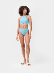 4F Dół od bikini damski S. Niebieskie bikini 4F, s, bez wzorów, z materiału. W wyprzedaży za 9.99 zł.