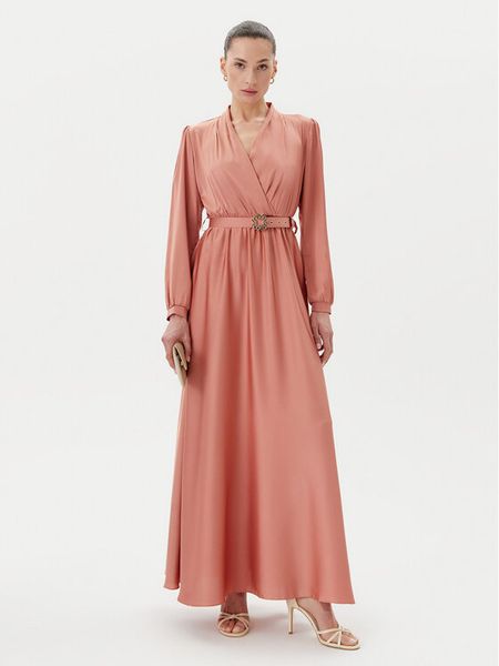 Rinascimento Sukienka wieczorowa CFC0123670003 Różowy Regular Fit. Czerwone sukienki damskie Rinascimento, m, bez wzorów, z syntetyku, wizytowe, bez kołnierzyka, bez ramiączek. Za 389.99 zł.