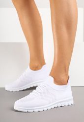 Białe Buty Sportowe Sneakersy z Siateczkową Cholewką Turiselle. Białe obuwie sportowe damskie Born2be, bez wzorów, z jeansu, bez zapięcia. Za 79.99 zł.