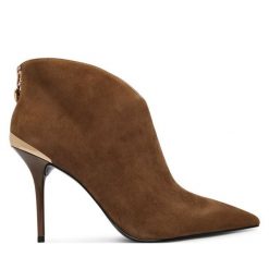 Botki LOVE MOSCHINO. Brązowe botki damskie Love Moschino, bez wzorów, bez obcasa, na szpilce, bez zapięcia. Za 1,339.00 zł.