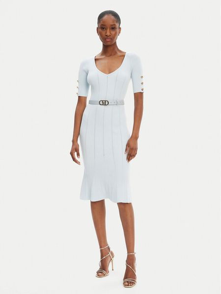 Marciano Guess Sukienka dzianinowa 5RGK07 5810Z Niebieski Regular Fit. Niebieskie sukienki damskie Marciano Guess, z aplikacjami, z dzianiny, bez kołnierzyka, bez ramiączek. Za 669.99 zł.