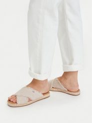 MICHAEL Michael Kors Klapki Kenzie 40S6KZFS2D Beżowy. Brązowe klapki damskie MICHAEL Michael Kors, bez wzorów, z materiału, bez obcasa, bez zapięcia. Za 322.99 zł.
