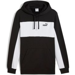 Bluza z kapturem Puma Ess Block Hoodie Fl, Mężczyźni. Czarne bluzy męskie Puma, m, bez wzorów, z bawełny, bez ramiączek, z kapturem. Za 390.00 zł.