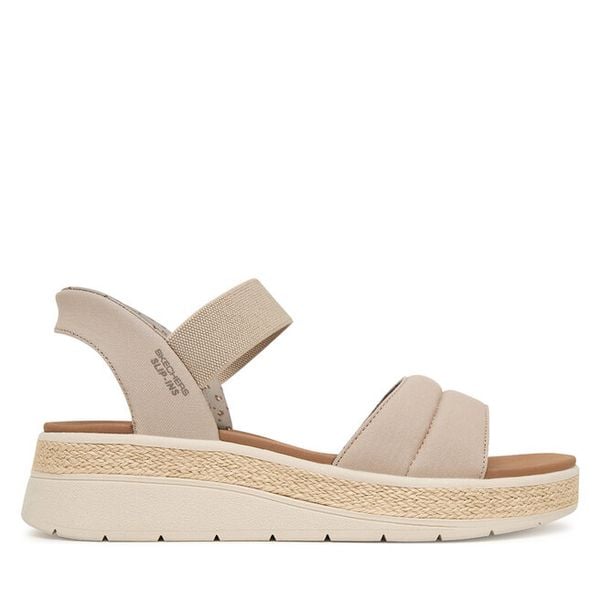 Sandały Skechers. Brązowe sandały damskie Skechers, bez wzorów, bez obcasa, na płaskiej podeszwie, bez zapięcia. Za 222.99 zł.