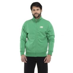 Bluza z zamek błyskawiczny na siłownia na czas wolny. Zielone bluzy męskie LEONE 1947 APPAREL, bez wzorów, sportowe, bez ramiączek, bez kaptura. W wyprzedaży za 151.56 zł.