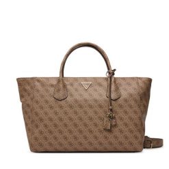 Torebka Guess. Brązowe shopperki damskie Guess, z aplikacjami, bez dodatków. Za 674.99 zł.