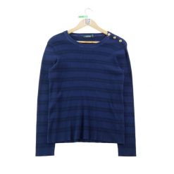 Second life - Sweter damski dzianina bawełna modal - Stan bardzo dobry. Niebieskie swetry nierozpinane damskie Ralph Lauren, l, bez wzorów, z bawełny, biznesowe, bez kołnierzyka, bez ramiączek. Za 146.96 zł.