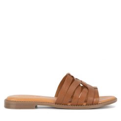 Klapki Lasocki. Brązowe klapki damskie Lasocki, bez wzorów, bez obcasa, bez zapięcia. Za 129.99 zł.