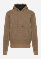 Ciemnobeżowa Ocieplana Bluza z Kapturem z Dzianiny z Wełną Zenime. Brązowe bluzy męskie Born2be, l, bez wzorów, z dzianiny, eleganckie, bez ramiączek, z kapturem. Za 89.99 zł.