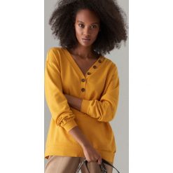 Bluza oversize z guzikami - Żółty. Żółte bluzy damskie Mohito, l, bez wzorów, bez ramiączek, bez kaptura. Za 79.99 zł.