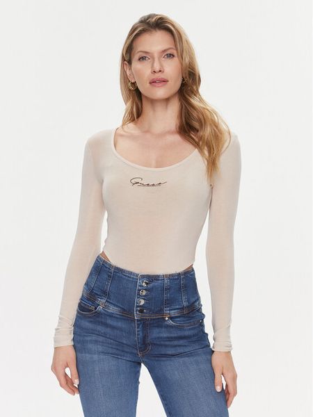 Guess Body Allycia V4RP05 KC2V0 Beżowy Slim Fit. Brązowe body Guess, z aplikacjami, z syntetyku. Za 119.99 zł.