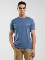 Koszulka męska z krótkim rękawem z logo BIG STAR niebieska Brunomi 402. Niebieskie t-shirty męskie BIG STAR, l, bez wzorów, z materiału, bez kołnierzyka, bez ramiączek. W wyprzedaży za 59.99 zł.