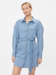 Tommy Jeans Sukienka jeansowa DW0DW17421 Niebieski Regular Fit. Niebieskie sukienki damskie Tommy Jeans, s, bez wzorów, z bawełny, bez kołnierzyka, bez ramiączek. Za 399.99 zł.