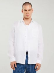 Lniana koszula męska biała Jianis 101. Białe koszule męskie BIG STAR, na lato, l, bez wzorów, z tkaniny, eleganckie, bez kołnierzyka, bez ramiączek. W wyprzedaży za 199.99 zł.