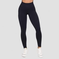 Legginsy damskie fitness bezszwowe czarne Lift. Czarne legginsy damskie GYMBEAM, bez wzorów, z elastanu. Za 110.90 zł.
