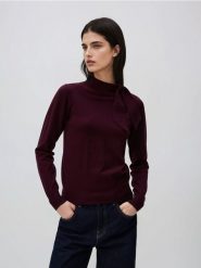 Sweter z wiązaniem - mahoniowy. Brązowe swetry nierozpinane damskie Reserved, l, bez wzorów, z dzianiny, bez kołnierzyka, bez ramiączek. Za 119.99 zł.