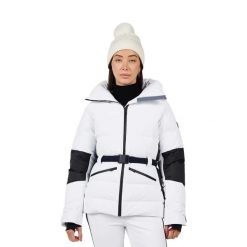 Damska kurtka narciarska Rossignol Ciastel Mix. Białe kurtki sportowe damskie Rossignol, na zimę, bez wzorów, bez ramiączek, bez kaptura, narciarskie. W wyprzedaży za 2,628.50 zł.