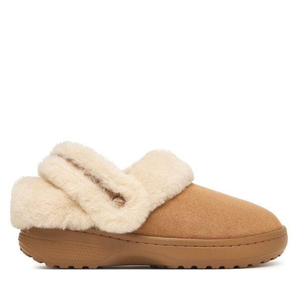 Klapki Crocs. Brązowe klapki damskie Crocs, bez wzorów, bez obcasa, bez zapięcia. Za 222.99 zł.