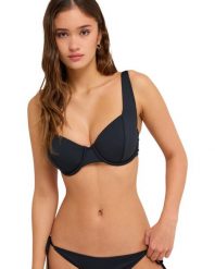 Stanik bikini D-cup dla Kobiety BEACH CLASSICS Czarny. Czarne stroje kąpielowe damskie Roxy, xl, bez wzorów, z elastanu. Za 174.35 zł.