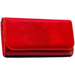 Czerwony, duży portfel damski ze skóry ekologicznej zamykany zatrzaskiem - 4U Cavaldi. Czerwone portfele damskie 4U Cavaldi, ze skóry ekologicznej. Za 45.00 zł.