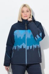 Damskie Kurtka funkcyjna górski motyw wodoodporna z kapturem. Niebieskie kurtki sportowe damskie Ulla Popken, plus size, bez wzorów, z elastanu, bez ramiączek, z kapturem, narciarskie. Za 739.99 zł.