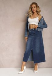 Granatowa Spódnica Maxi z Rozcięciem z Jeansu Vonuline. Niebieskie spódnice damskie Renee, m, bez wzorów, z jeansu, eleganckie, z podwyższonym stanem, maxi, sportowe. Za 119.99 zł.