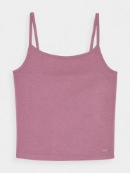 4F Crop-top slim gładki z modalem damski - różowy XL. Czerwone topy damskie 4F, xl, bez wzorów, z dzianiny, sportowe, bez kołnierzyka, bez ramiączek. W wyprzedaży za 29.99 zł.