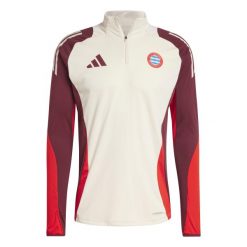 Kurtka z dresu Bayern Munich 2024/25. Brązowe kurtki sportowe męskie Adidas, bez wzorów, z dresówki, bez kaptura, do piłki nożnej. Za 304.10 zł.
