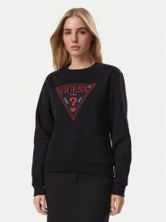 Guess Bluza W6BQ16 K6064 Czarny Regular Fit. Czarne bluzy damskie Guess, s, z aplikacjami, bez ramiączek, bez kaptura. Za 344.99 zł.