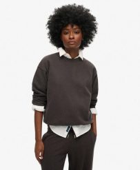 Bluza z luźnym krojem i logo. Czarne bluzy damskie Superdry, bez wzorów, z bawełny, bez ramiączek, bez kaptura. Za 334.65 zł.
