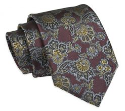 Krawat Klasyczny, Ciemny Bordowy, Wzór w Kwiatki, Męski, Szeroki 8 cm, Elegancki -CHATTIER. Czerwone krawaty i muchy Chattier, bez wzorów, z poliesteru, eleganckie. Za 49.00 zł.