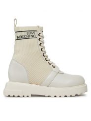 LOVE MOSCHINO Botki JA24324G0HIY612A Biały. Białe botki damskie Love Moschino, bez wzorów, z materiału, bez obcasa, na płaskiej podeszwie, bez zapięcia. Za 1,419.00 zł.