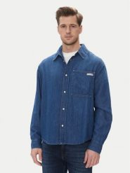 Calvin Klein Jeans Koszula jeansowa J30J327509 Granatowy Regular Fit. Niebieskie koszule męskie Calvin Klein Jeans, m, bez wzorów, z bawełny, bez kołnierzyka, bez ramiączek. Za 249.99 zł.
