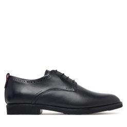 Półbuty HUGO. Czarne buty wizytowe męskie Hugo, bez wzorów, bez obcasa, bez zapięcia. Za 764.99 zł.