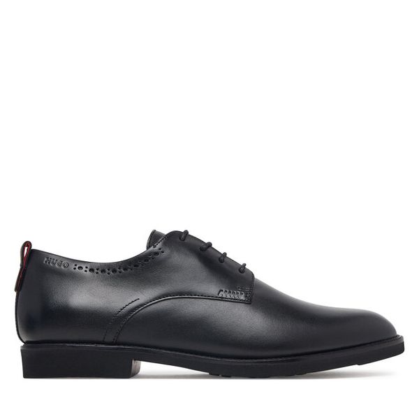 Półbuty HUGO. Czarne buty wizytowe męskie Hugo, bez wzorów, bez obcasa, bez zapięcia. Za 794.99 zł.