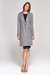 Jednorzędowy Płaszcz Damski - Szary. Szare płaszcze damskie Nife, s, bez wzorów, z materiału, bez kołnierzyka, bez kaptura. Za 459.90 zł.