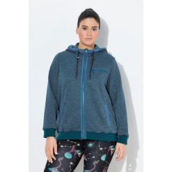 Damskie Bluza rozpinana z dzianiny i polaru wzór graficzny kaptur. Niebieskie bluzy damskie Ulla Popken, plus size, bez wzorów, z dzianiny, bez ramiączek, bez kaptura. Za 349.99 zł.