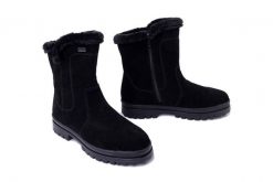 RIEKER TEX Z5454-00 black, botki damskie. Czarne botki damskie Rieker, na zimę, bez wzorów, bez obcasa, bez zapięcia. Za 519.90 zł.