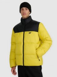 4F Kurtka puchowa z wypełnieniem syntetycznym męska - zielona XL. Zielone kurtki męskie 4F, na zimę, m, bez wzorów, z materiału, bez kaptura. Za 349.99 zł.