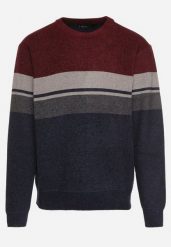 Bordowy Sweter z Wełną z Eleganckim Kołnierzykiem Koszulowym Espalea. Czerwone swetry męskie Born2be, l, z aplikacjami, z dzianiny, biznesowe, bez kołnierzyka, bez ramiączek. Za 89.99 zł.