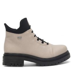 Trzewiki Rieker. Brązowe botki damskie Rieker, bez wzorów, bez obcasa, na płaskiej podeszwie, bez zapięcia. Za 319.99 zł.