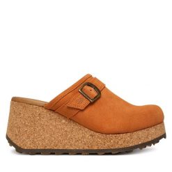 Klapki Fly London. Brązowe klapki damskie Fly London, bez wzorów, bez obcasa, bez zapięcia. Za 674.99 zł.